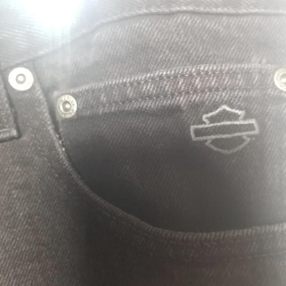 Harley Davidson Men's Raw Hem Black Biker Jeans Sz 42